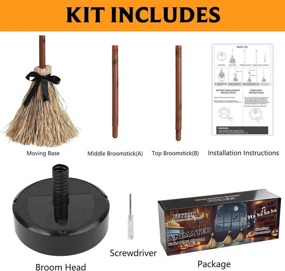 NORAVELI Classic Moving Witch Broom — No Light