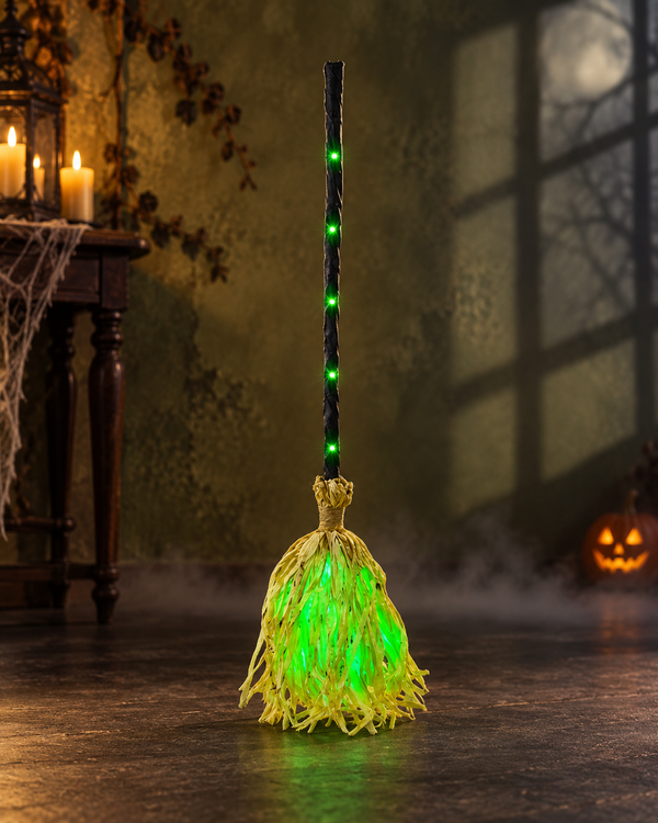 NORAVELI Green-Light Moving Witch Broom — 90 cm